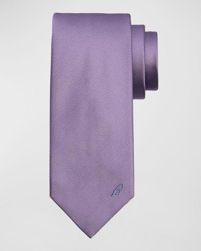 Men's B-Embroidered Silk Twill Tie Product Image