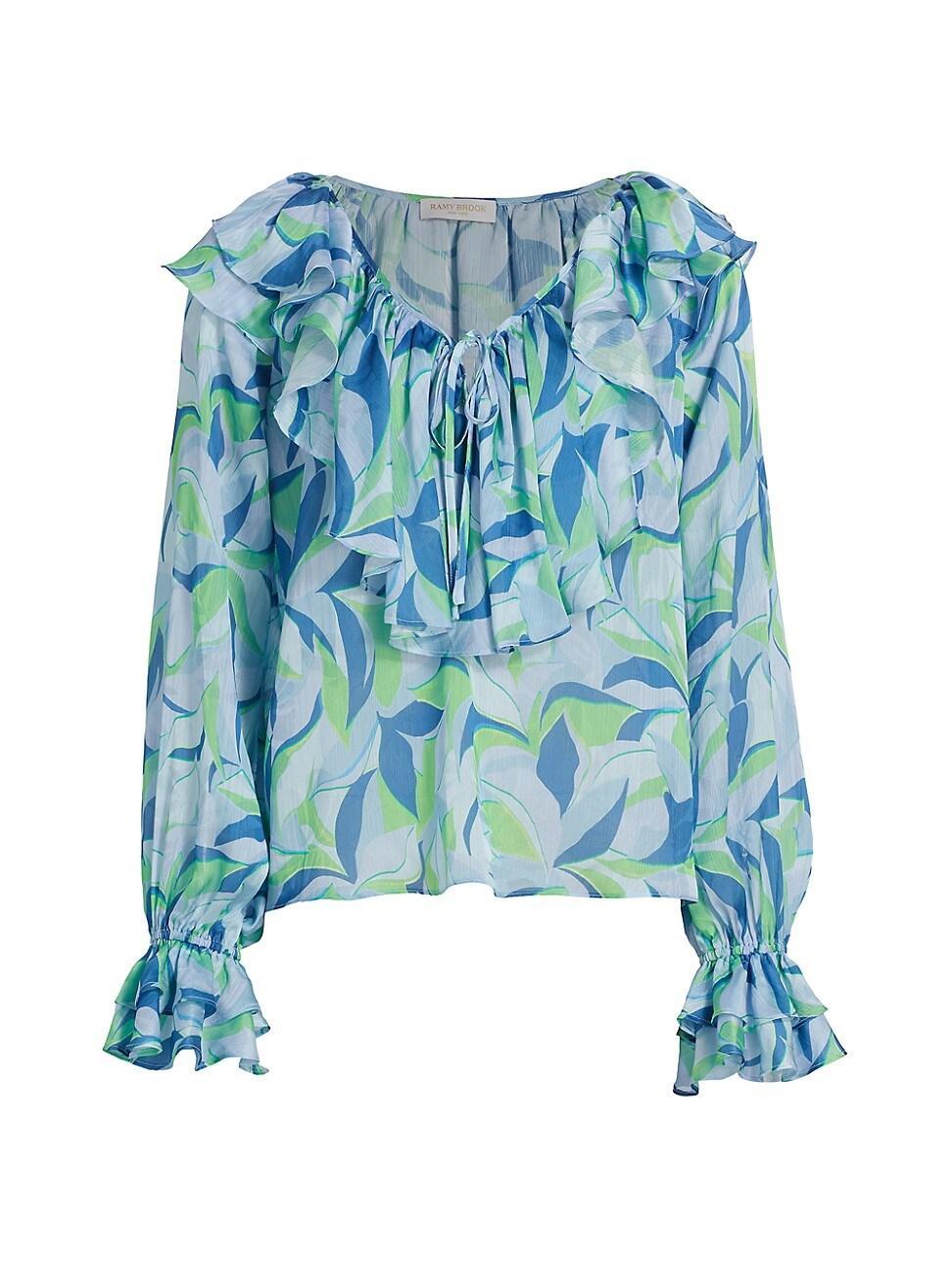 Womens Imani Printed Ruffled Blouse Product Image