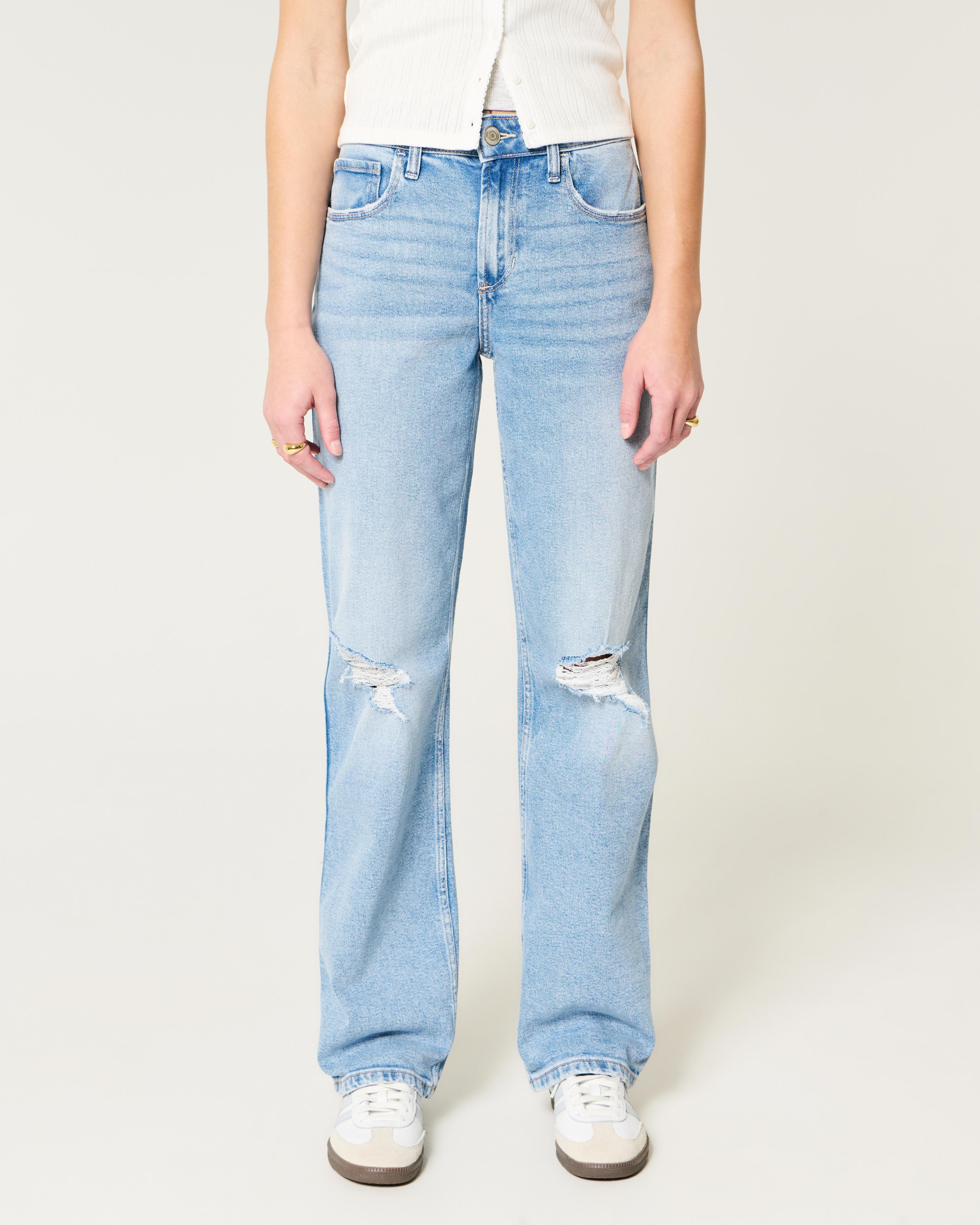 High-Rise Ripped Medium Wash Dad Jeans Product Image