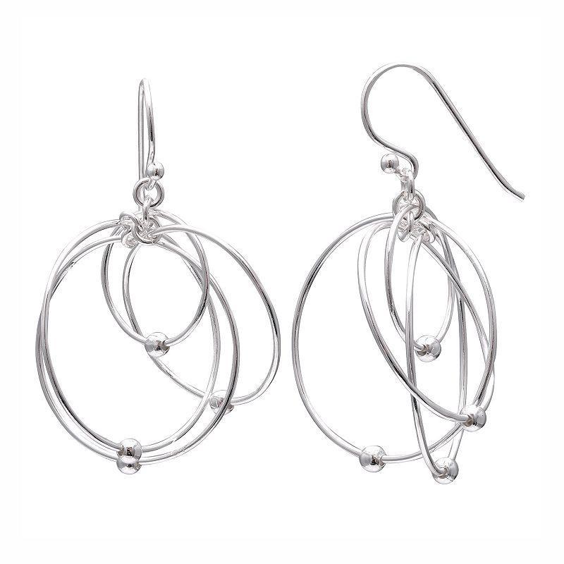 PRIMROSE Sterling Silver Interlocking Hoop Drop Earrings, Womens, Grey Product Image