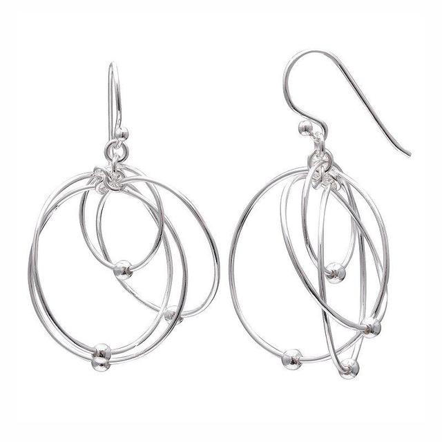 PRIMROSE Sterling Silver Interlocking Hoop Drop Earrings, Womens, Grey Product Image