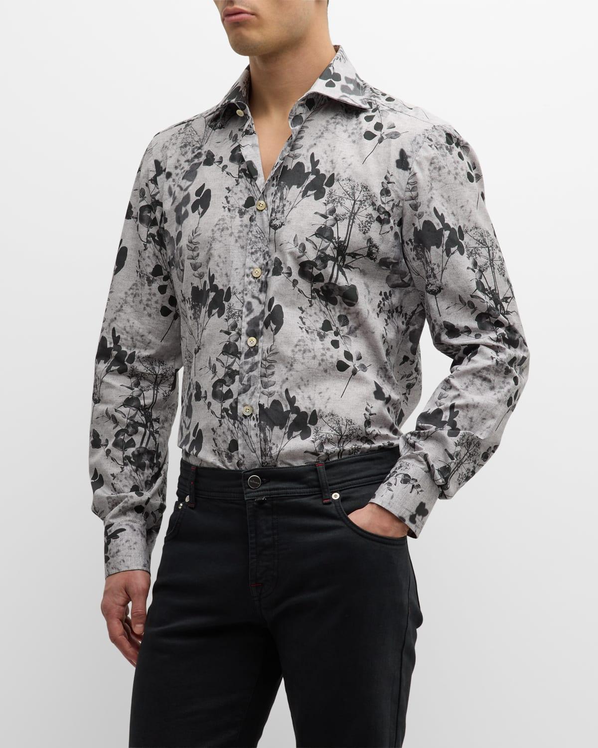 Mens Floral-Print Cotton Sport Shirt Product Image