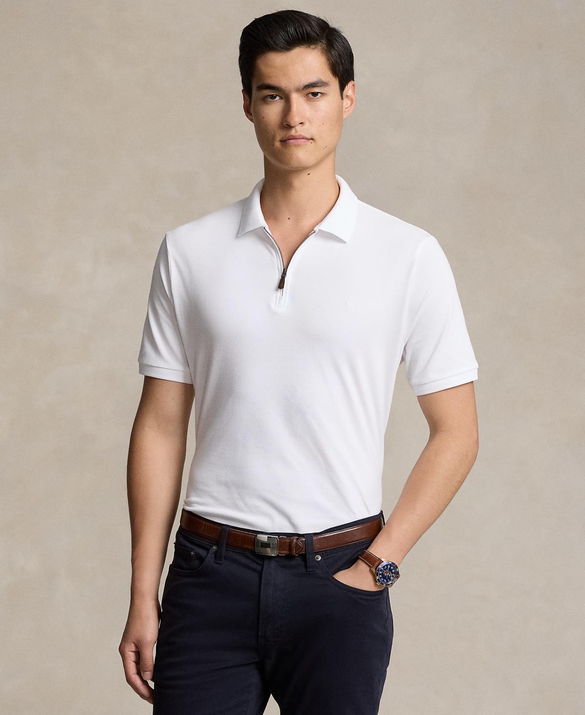 Men's Classic-Fit Stretch Mesh Zip Polo Shirt Product Image