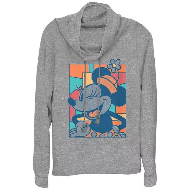 Disneys Minnie Mouse Wink Plus Size Cowlneck Graphic Lightweight Long Sleeve, Womens Gray Grey Product Image