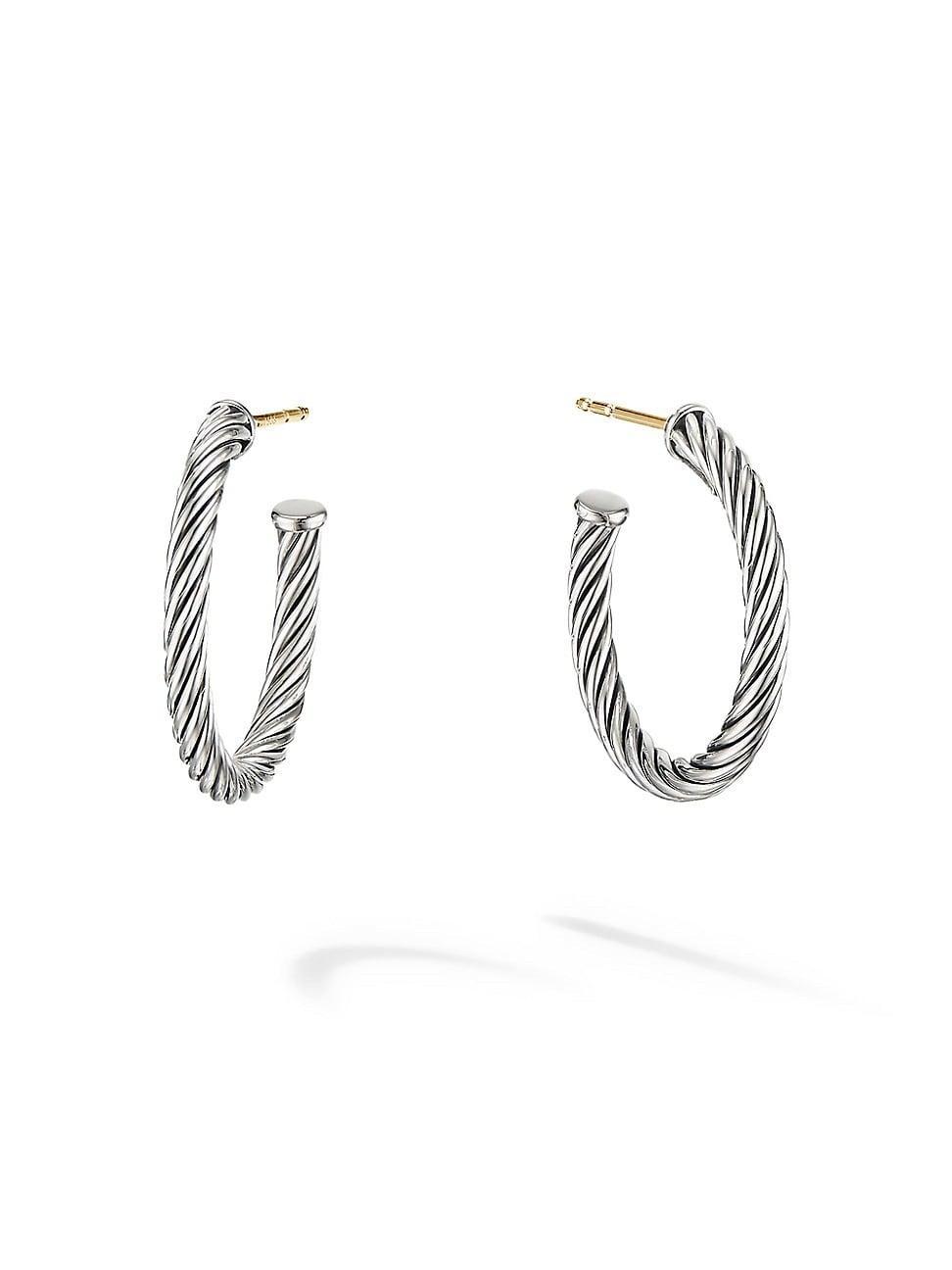 Womens Cable Hoop Earrings in Sterling Silver Product Image