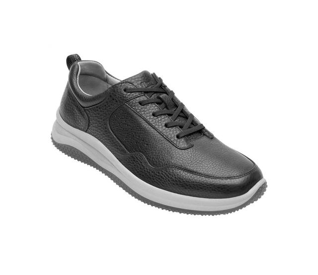 Mens Leather Casual Sneakers 410701 Black Product Image