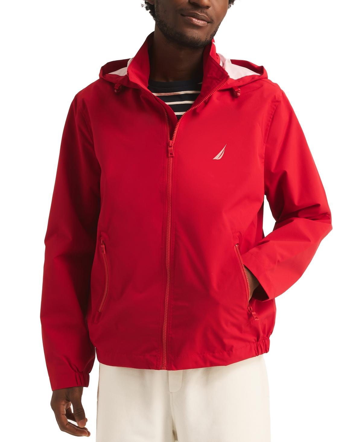 Nautica Mens Classic Rainbreaker Hooded Zip-Front Lightweight Jacket Product Image