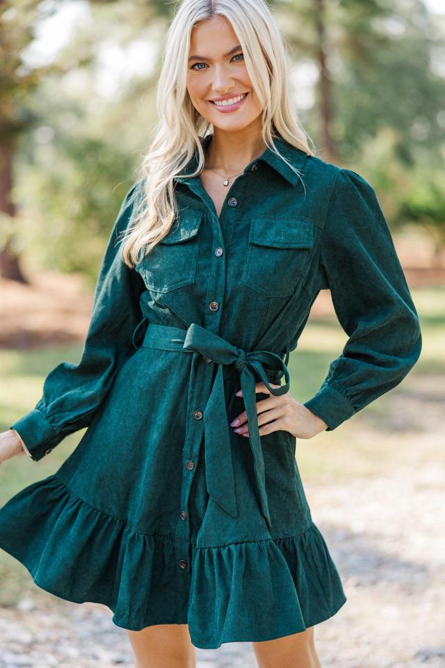 Hold My Hand Emerald Green Corduroy Dress Female Product Image