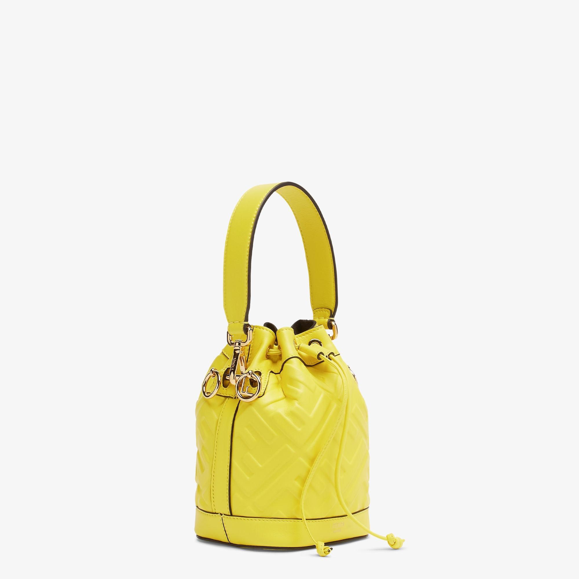 Mon TresorAcid yellow leather mini bag with FF motif Product Image