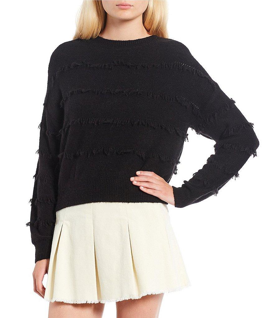 C&V Chelsea & Violet Micro Fringe Crew Neck Sweater Product Image