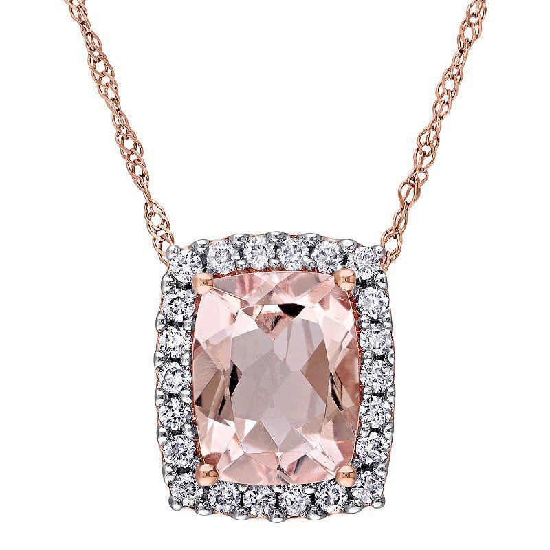 Womens Stella Grace Stella Grace 14K Gold 1/4ct Diamond & Morganite Pendant with chain, Womens 14k Pink Product Image