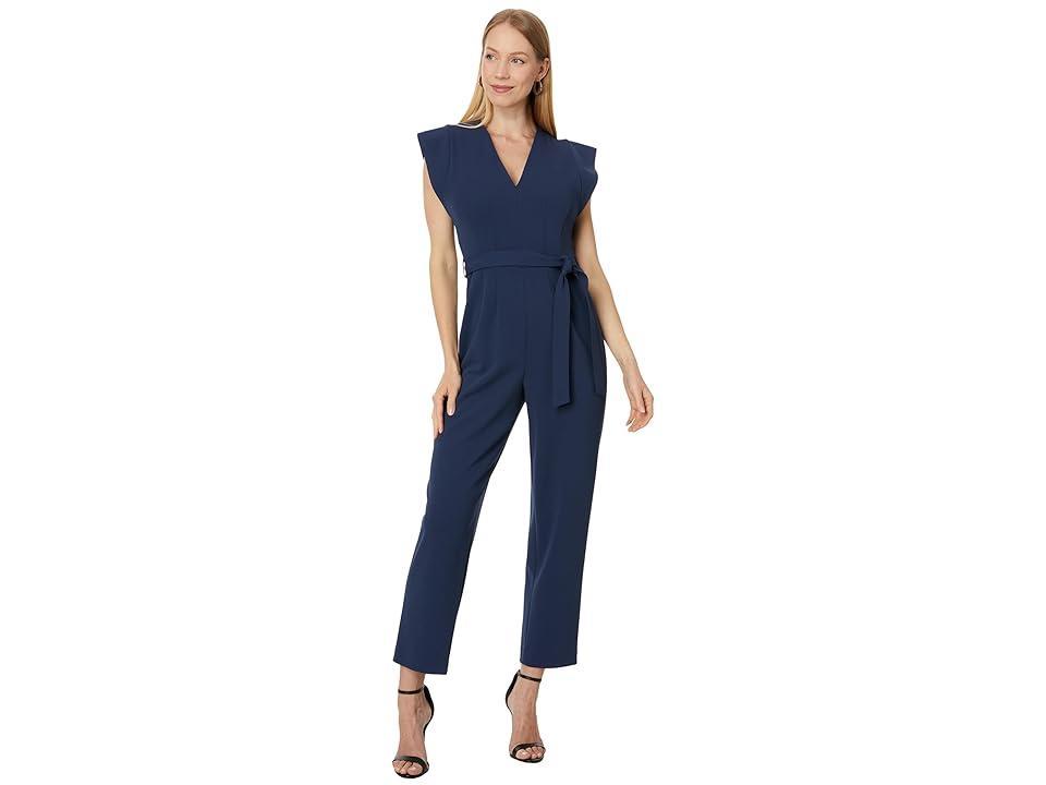 Calvin Klein V-Neck Jumpsuit with Extended Sleeve Detail (Academy) Women's Dress Product Image