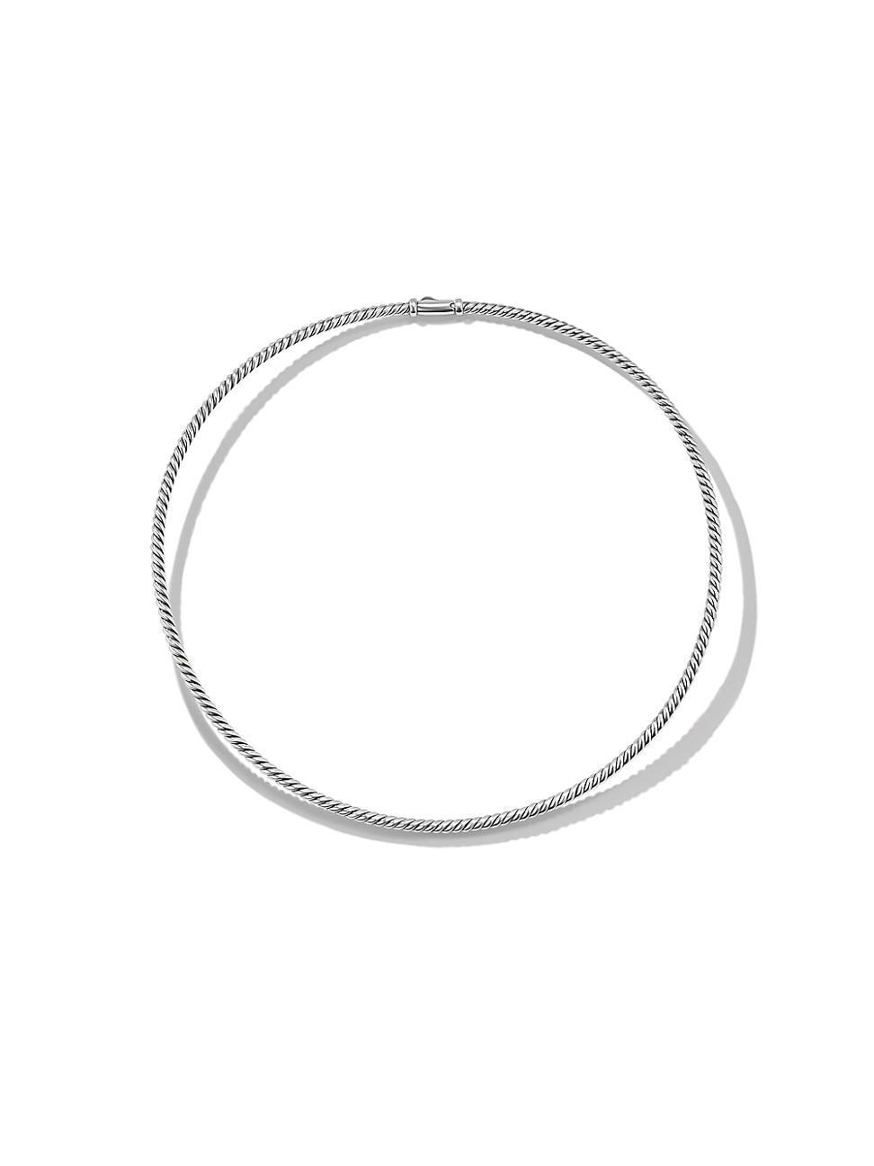 Womens Sculpted Cable Necklace In Sterling Silver, 2.6mm Product Image