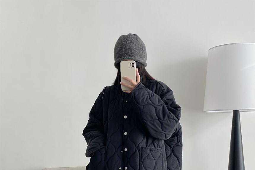 Plain Button Quilted Puffer Jacket Product Image