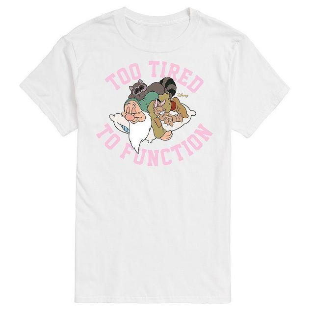 Disney Princess Big & Tall Too Tired To Function Graphic Tee, Mens White Product Image