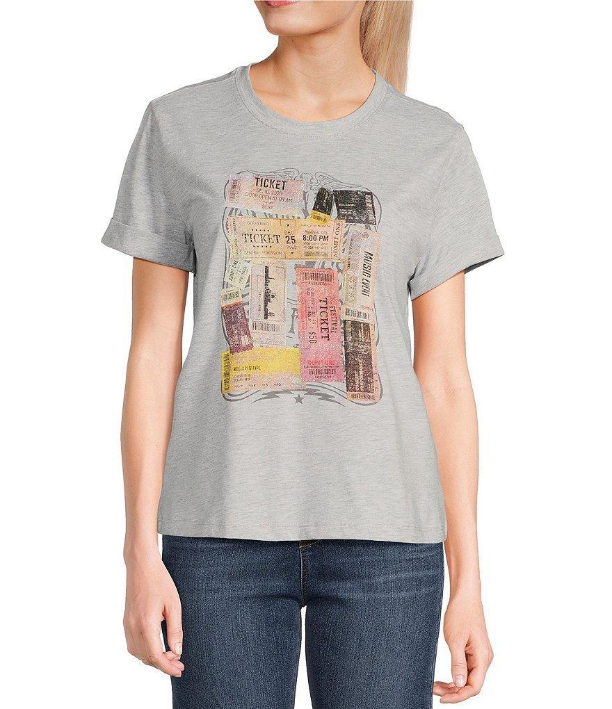 Jessica Simpson Short Sleeve Multi Ticket Graphic T-Shirt Product Image