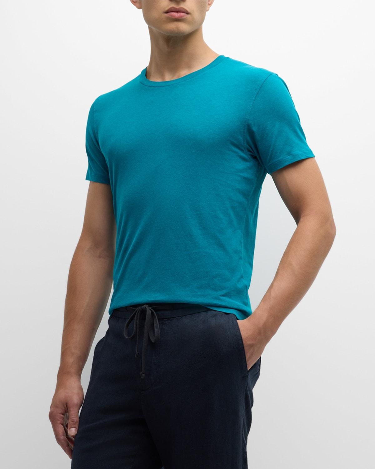 Mens Lucio Cotton and Linen Crewneck T-Shirt Product Image