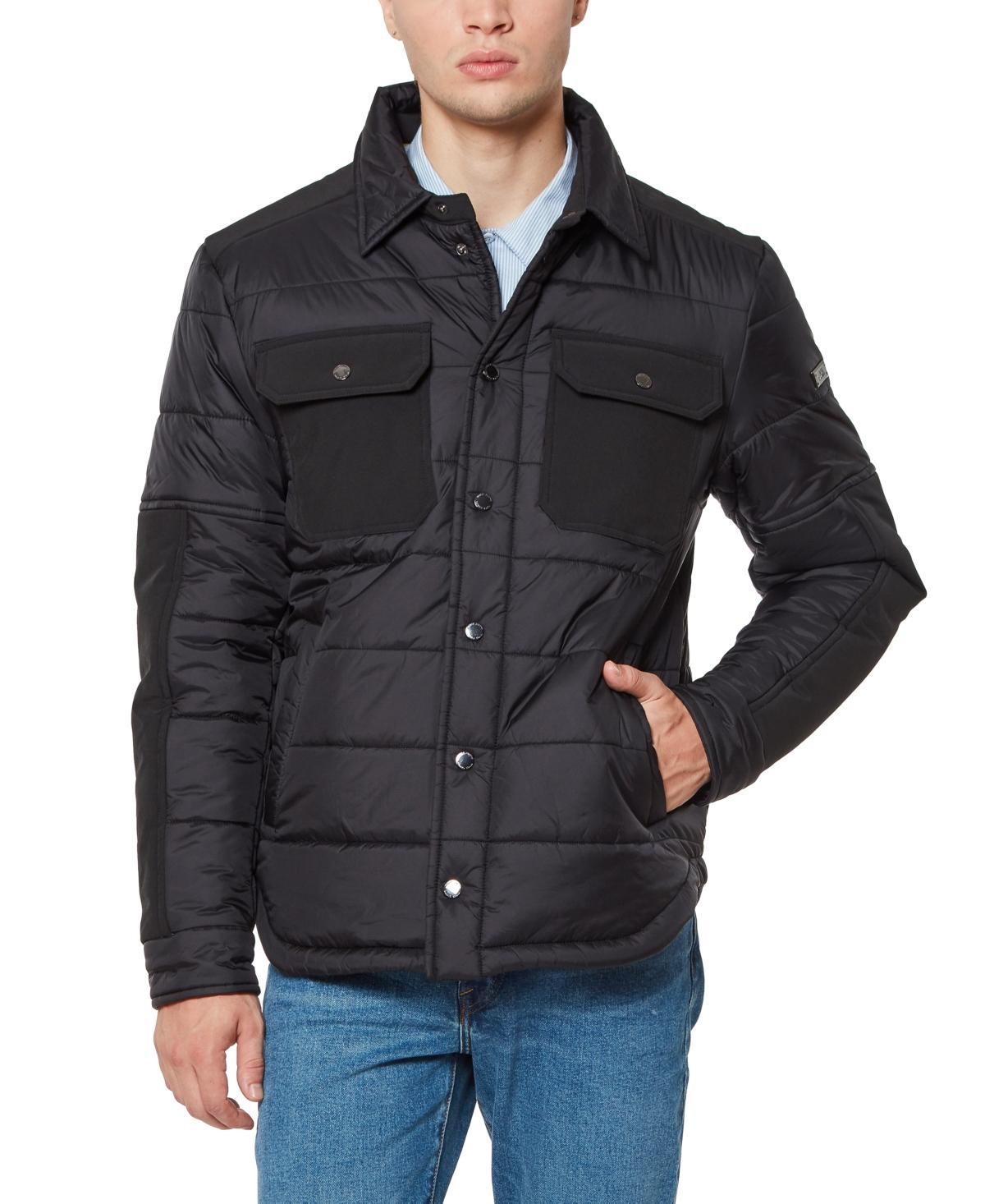 Vince Camuto Mens Mid Weight Quilt Mix Media Jacket Product Image