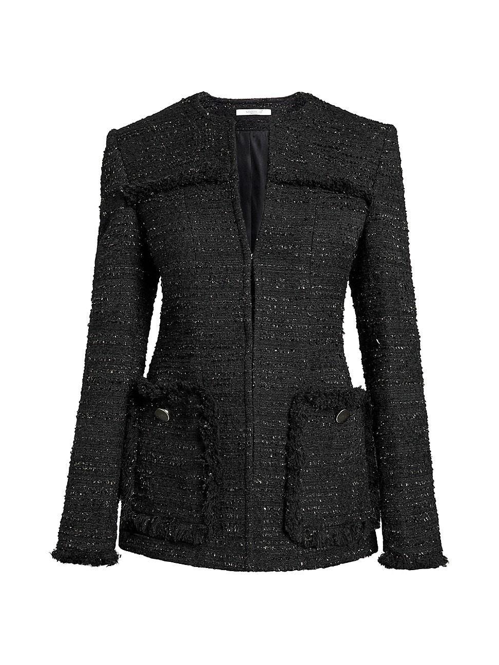 Womens Formfitting Metallic Tweed Jacket Product Image