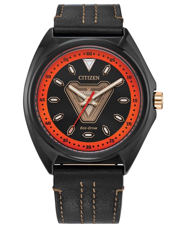 Citizen Tony Stark Marvel Mens Black Leather Strap Watch Aw2075-05w, One Size Product Image