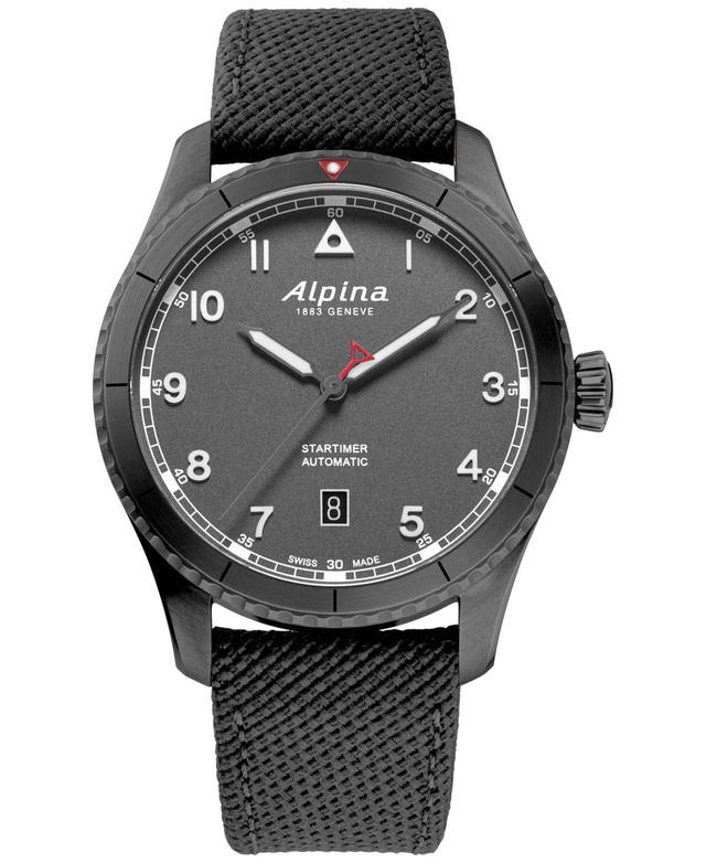 Alpina Mens Swiss Automatic Startimer Pilot Gray Rubber Strap Watch 41mm - Gray Product Image