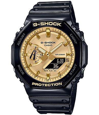 G-Shock Mens Digital Black  Gold Resin Strap Watch Product Image