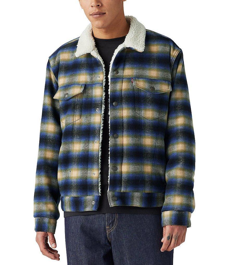 Levi's® Long Sleeve Zephyr Plaid Faux-Sherpa Wool-Blend Trucker Jacket Product Image