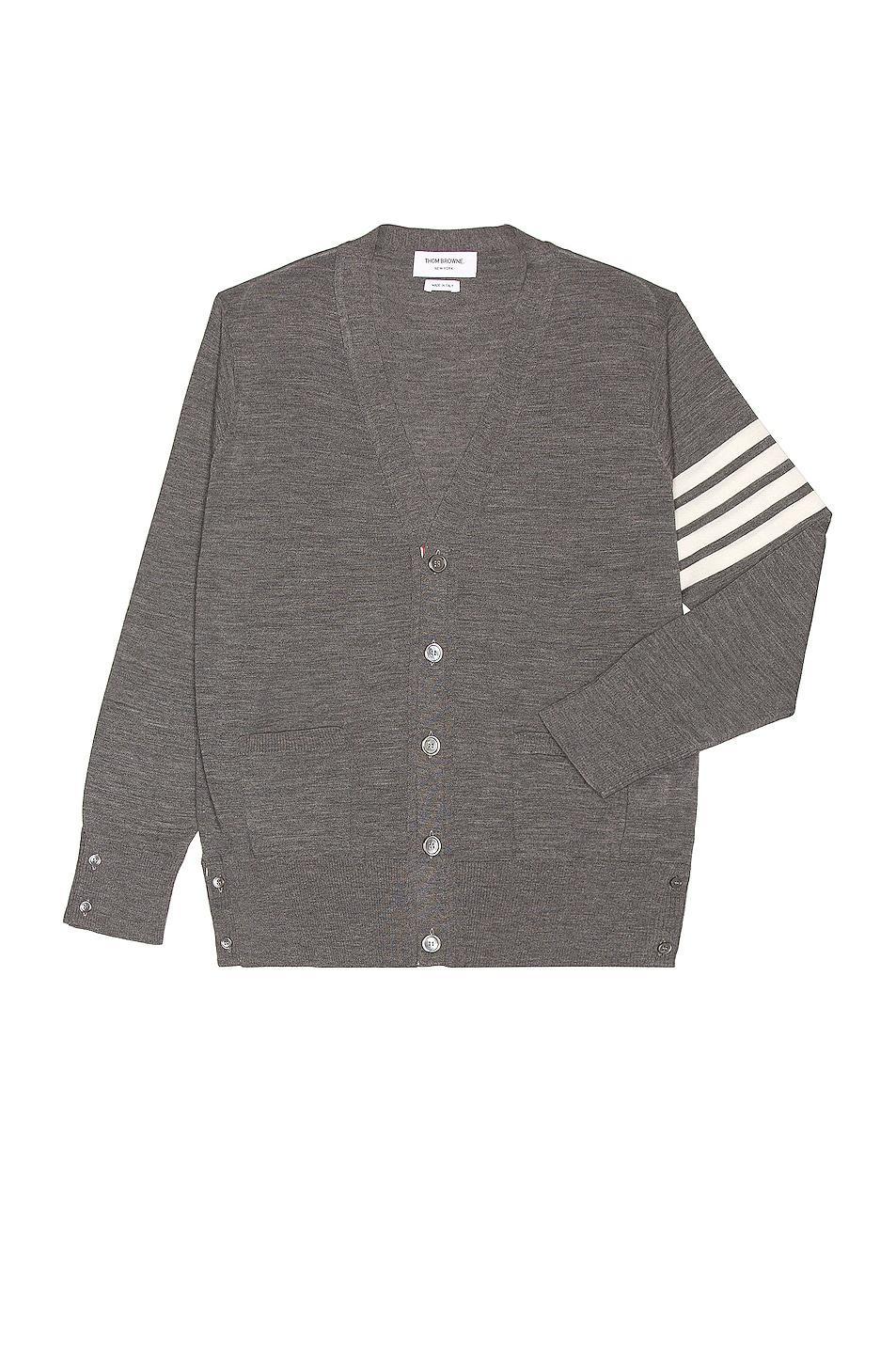 Thom Browne Sustainable Merino Classic Cardigan Sweater in Medium Grey - Grey. Size 1 (also in 5). Product Image