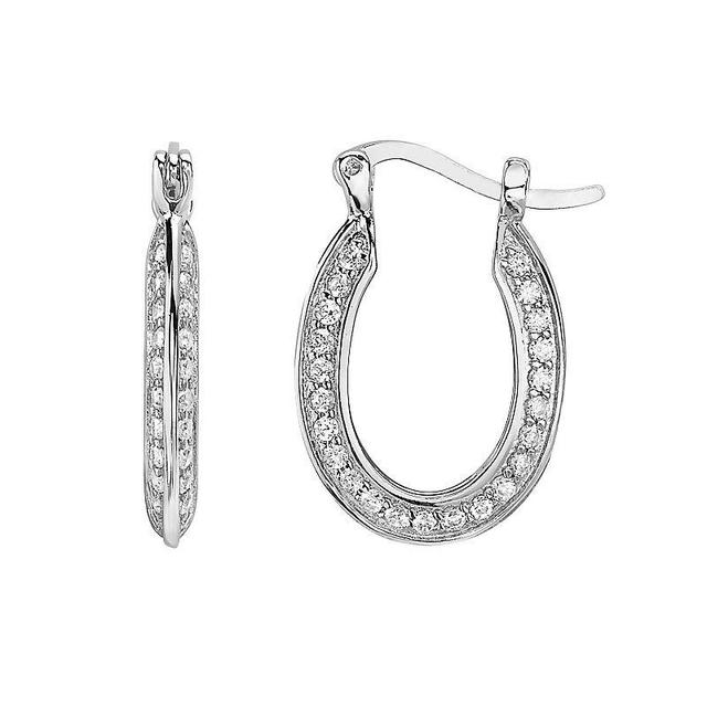 Sterling Silver Cubic Zirconia Hoop Earrings, Womens Product Image