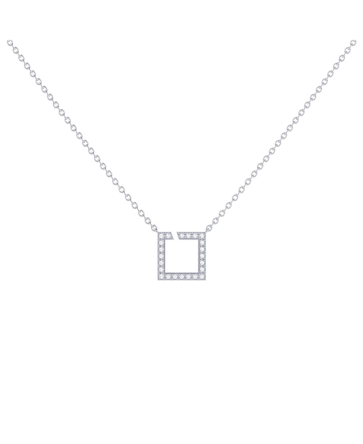 LuvMyJewelry Street Light Design Sterling Silver Diamond Square Women Necklace Product Image