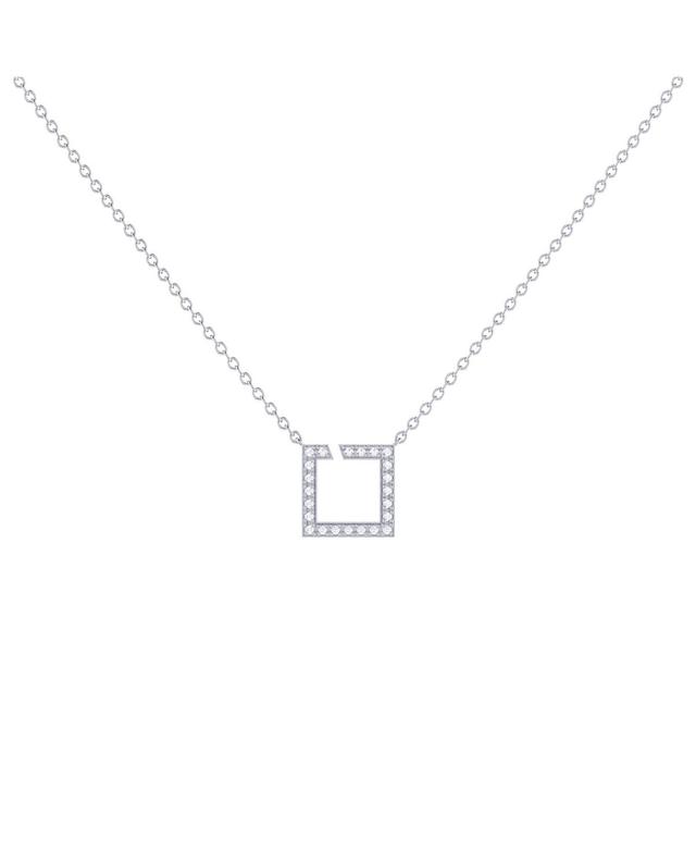 LuvMyJewelry Street Light Design Sterling Silver Diamond Square Women Necklace Product Image