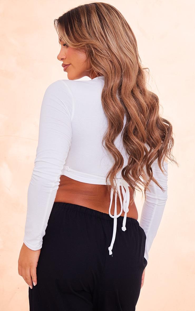 Cream Jersey Twist Front Wrap Crop Top Product Image