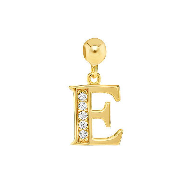 PRIMROSE 18k Gold Plated Pave Cubic Zirconia Initial Sliding Charm, Womens, Yellow Gold Tone L Product Image