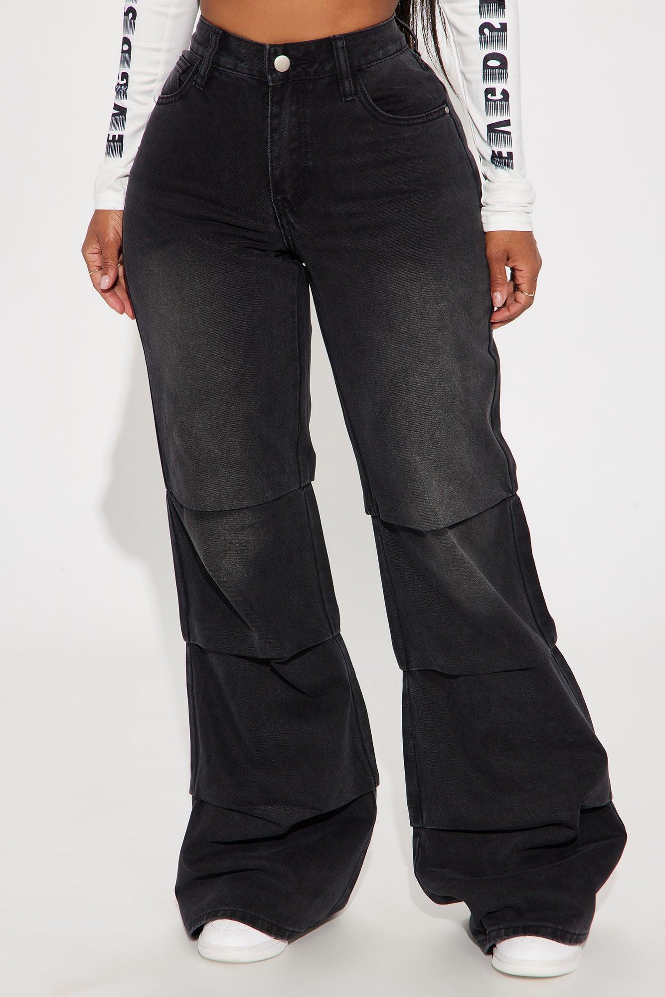 Gabriette Stacked Lace Up Flare Jeans - Black Wash Product Image