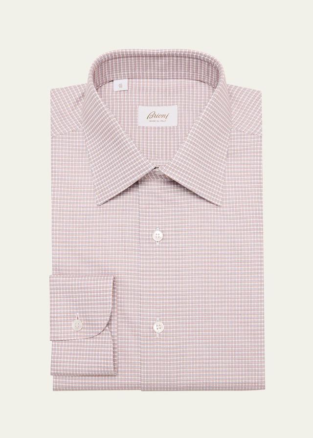 Mens Cotton Graph Check Dress Shirt Product Image