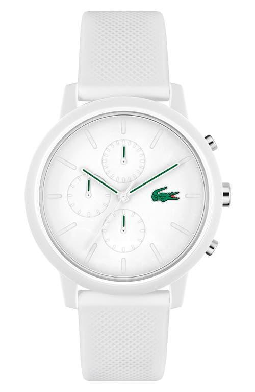 Lacoste Men  L 12.12. Chrono White Silicone Strap Watch Product Image