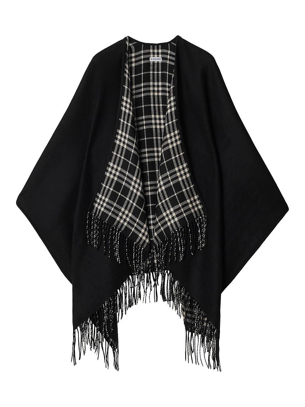 Womens Vintage Check Wool Cape Product Image