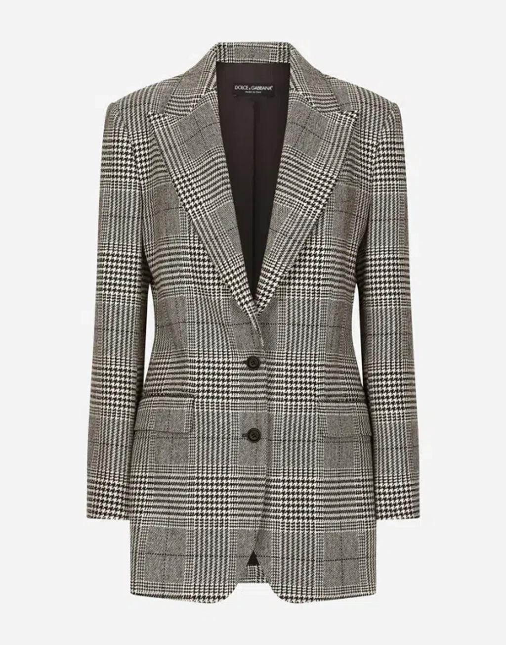 Single-breasted Glen Plaid Jacket In Multicolor Product Image