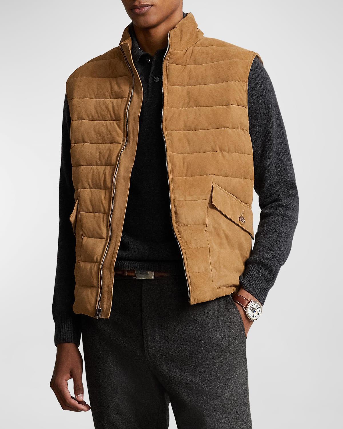 Men's Quilted Suede Full-Zip Vest Product Image