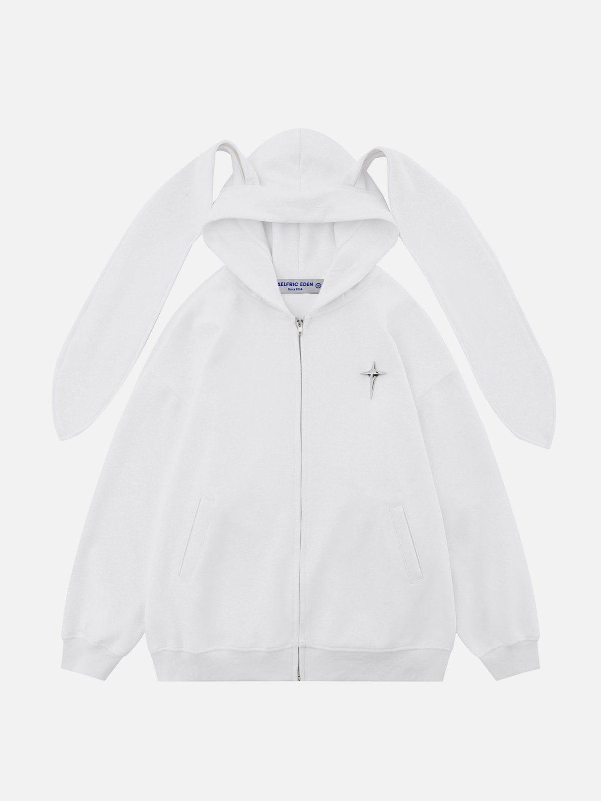 Aelfric Eden Rabbit Ears Solid Zip Up Hoodie Product Image