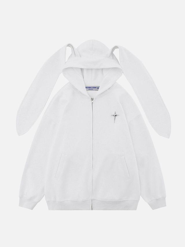 Aelfric Eden Rabbit Ears Solid Zip Up Hoodie Product Image