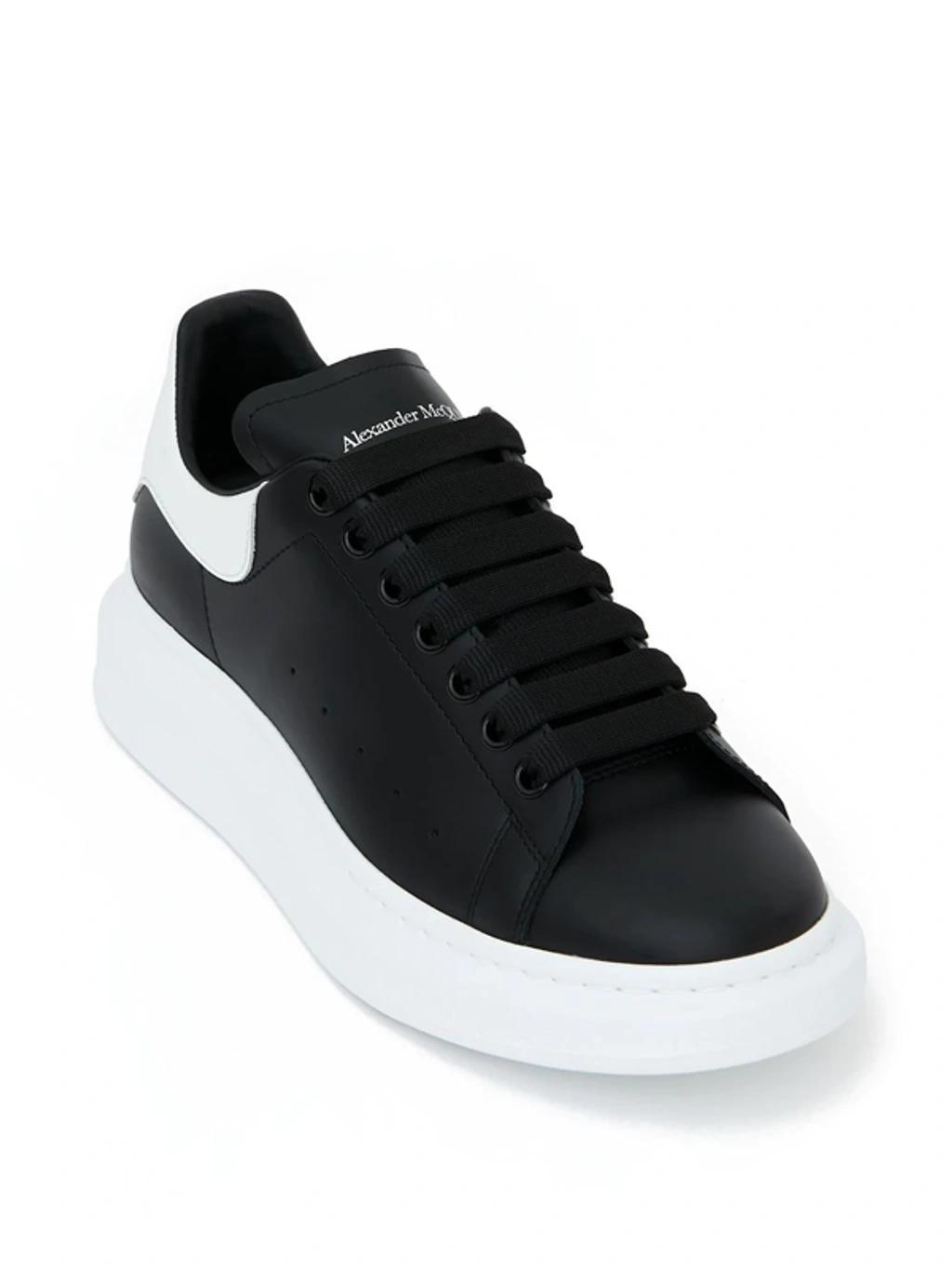 Exaggerated-sole Leather Sneakers In Black Bone Product Image