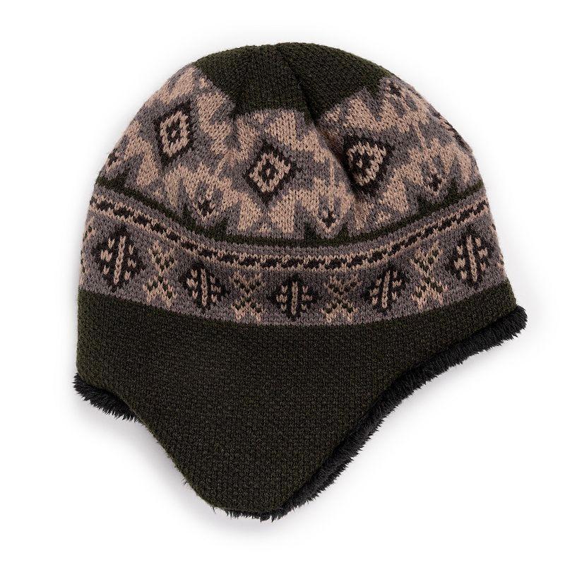 Mens MUK LUKS Earflap Beanie, Dark Green Product Image