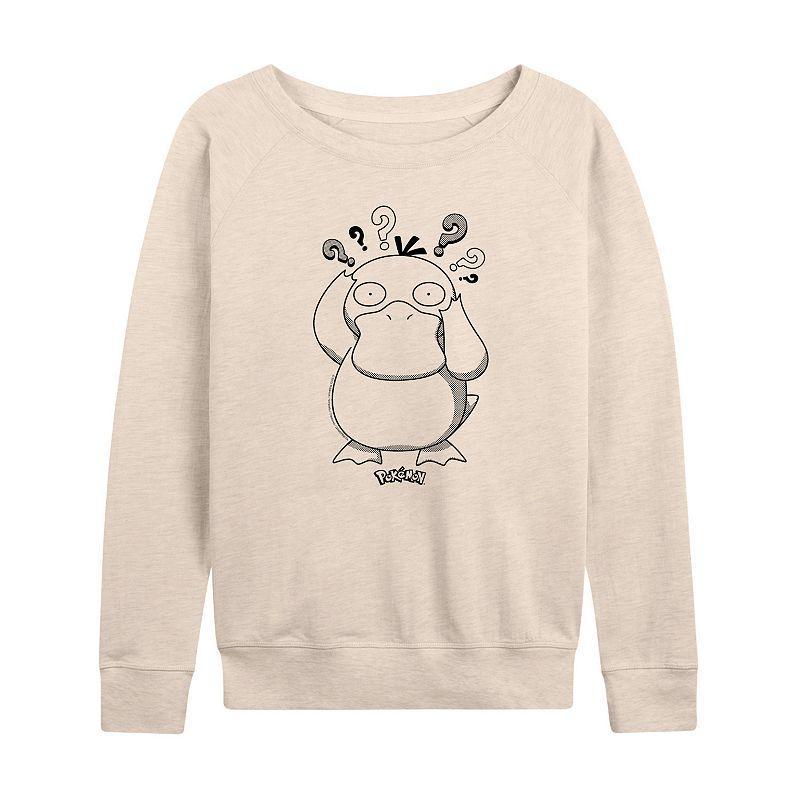 Womens Pokemon Psyduck Pattern Slouchy Graphic Sweatshirt Product Image