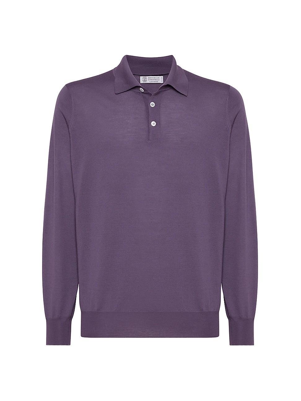 Mens Virgin Wool and Cashmere Polo Style Lightweight Sweater Product Image