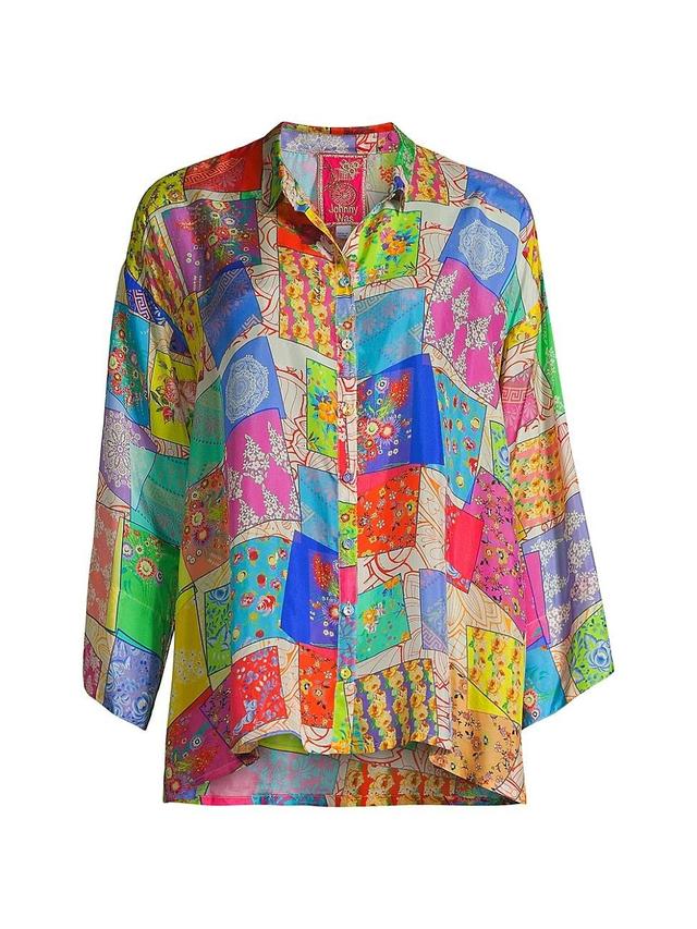 Womens Multee Patchwork Silk Blouse Product Image