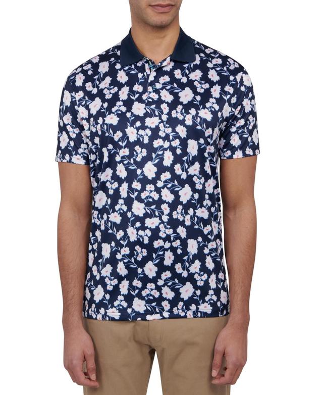 Society Of Threads Mens Slim Fit Floral Print Performance Polo Shirt Product Image