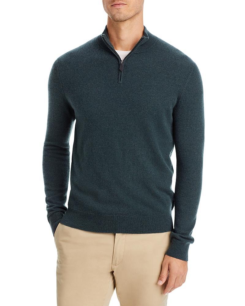 The Mens Store at Bloomingdales Slate Green Cashmere Half-Zip Sweater - Exclusive Product Image