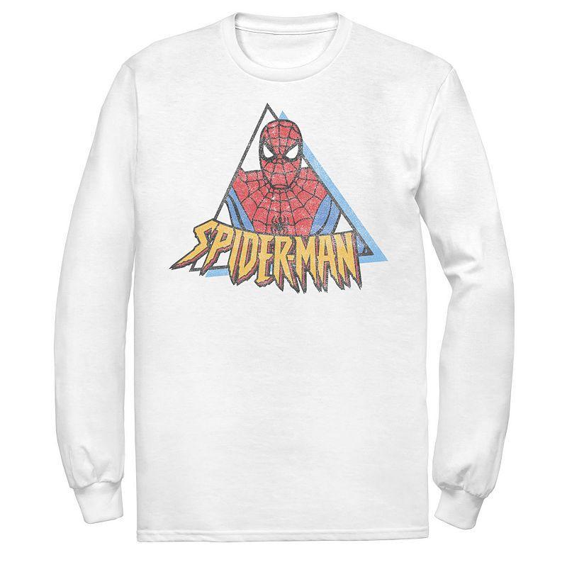 Mens Marvel Spider-Man Retro Triangle Portrait Tee White Product Image