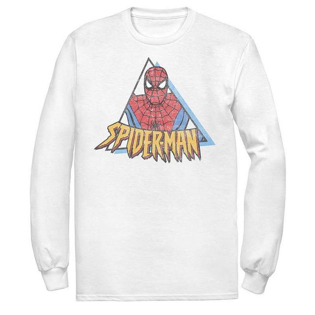 Mens Marvel Spider-Man Retro Triangle Portrait Tee White Product Image